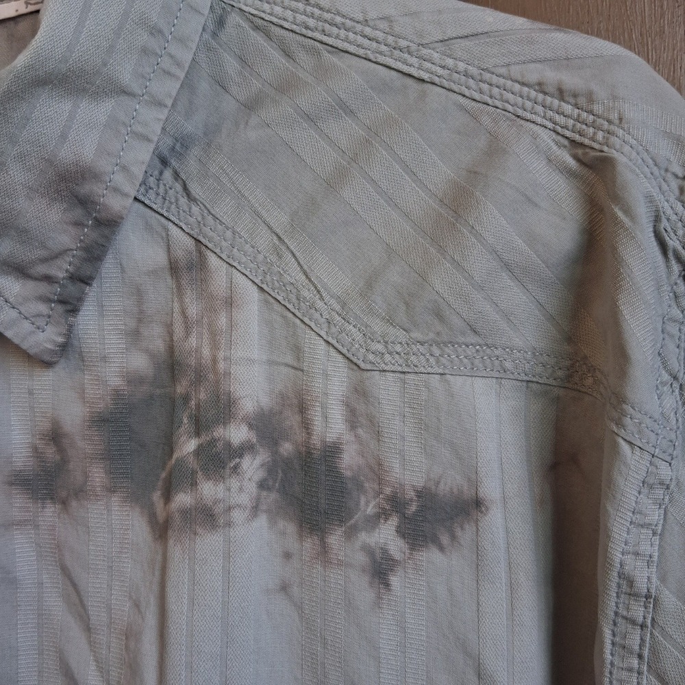 Decree Taupe Tie Dye W/ Embroidered Accent LS Button Down Western Shirt EUC - Picture 10 of 15